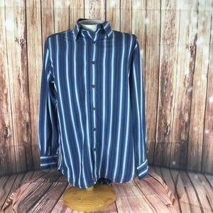 Tommy Bahama Blue Stripped Long Sleeve Silk Blend
